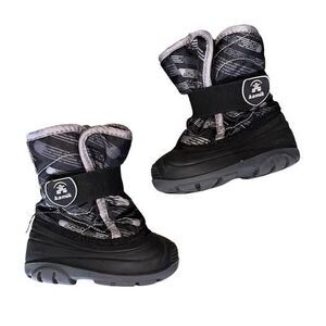 Kamik Snowbug Toddler Winter Snow Boots Black Gray Boys Size 6 Faux Fur Lined